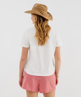 Tee-shirt manches courtes en jersey de coton imprimé femme vue3 - GEMO 4G FEMME - GEMO