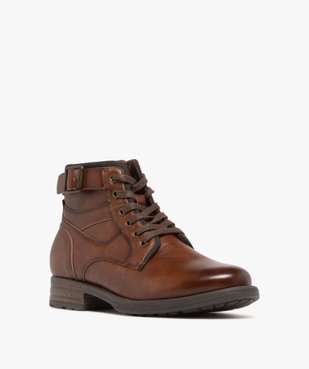 Boots homme style vintage avec bride fantaisie et à lacets vue2 - URBAN STEPS - GEMO