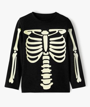 Tee-shirt garçon à manches longues motif squelette phosphorescent vue2 - GEMO (ENFANT) - GEMO