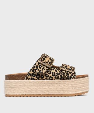 Mules imprimé léopard à semelle plateforme femme - 5 Miles vue1 - 5 MILES - GEMO