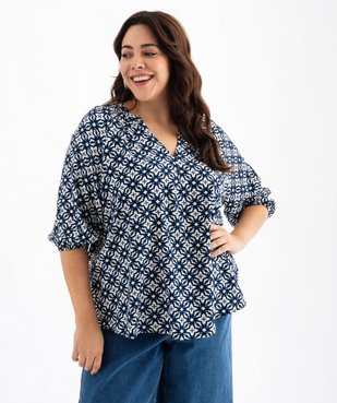 Blouse imprimée à manches 3/4 femme grande taille vue1 - GEMO 4G GT - GEMO