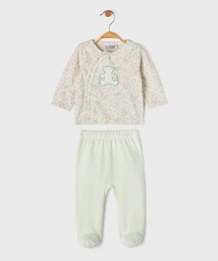 Pyjama 2 pièces en velours bébé fille - LuluCastagnette vue1 - LULUCASTAGNETTE - GEMO