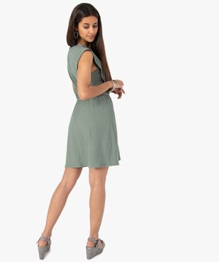 Robe femme en maille texturée avec col V scintillant vue3 - GEMO(FEMME PAP) - GEMO
