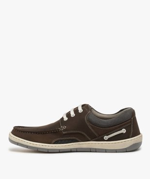Chaussures bateau homme à lacets dessus cuir – Terre de Marins vue3 - TERRE DE MARINS - GEMO