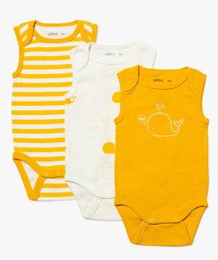 Body bébé garçon sans manches à motifs baleines (lot de 3) vue1 - GEMO C4G BEBE - GEMO