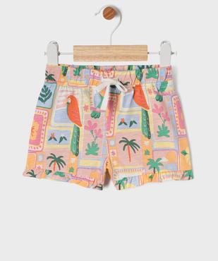 Short en jersey de coton flammé imprimé bébé fille vue1 - GEMO 4G BEBE - GEMO