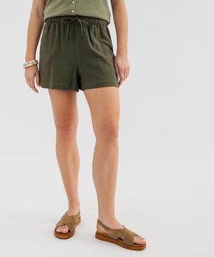 Short ample en viscose et lin femme vue1 - GEMO 4G FEMME - GEMO