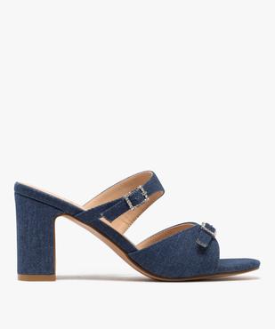 Mules à talon haut et boucles à strass en jean femme vue1 - FOLLOW ME - GEMO
