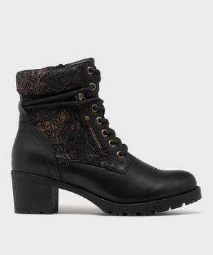 Bottines à lacets avec empiècement à motifs femme - Emilia Rosa vue2 - EMILIA ROSA - GEMO