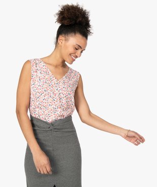 Blouse femme sans manches imprimée avec dos fantaisie vue1 - GEMO(FEMME PAP) - GEMO