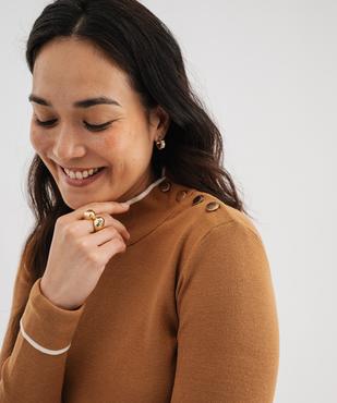 Pull en fine maille à col montant et boutons sur l'épaule femme - LuluCastagnette vue3 - LULUCASTAGNETTE - GEMO