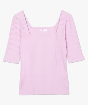 Tee-shirt femme à manches courtes en maille côtelée vue4 - GEMO(FEMME PAP) - GEMO