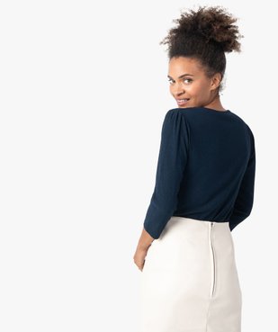 Tee-shirt femme à manches 3/4 en maille gaufrée vue3 - GEMO(FEMME PAP) - GEMO