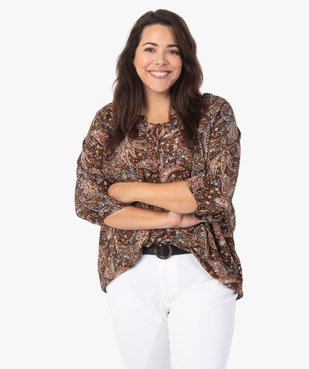 Blouse femme imprimée à manches 3/4 et col fantaisie vue1 - GEMO (G TAILLE) - GEMO