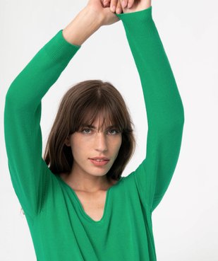 Pull femme en maille fine avec large col V vue2 - GEMO(FEMME PAP) - GEMO