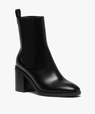 Boots femme à talon carré dessus uni style chelsea vue2 - GEMO(URBAIN) - GEMO