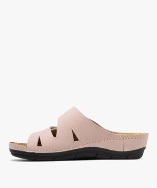 Mules femme confort unies dessus cuir à brides scratch  vue9 - G'FLEX - GEMO