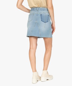 Jupe en jean femme courte avec ceinture à nouer vue3 - GEMO(FEMME PAP) - GEMO