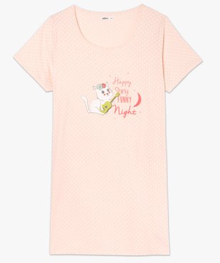 Chemise de nuit femme à manches courtes avec motif vue4 - GEMO(HOMWR FEM) - GEMO