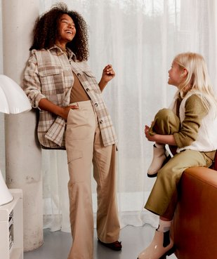 Veste chemise à carreaux avec larges poches femme vue7 - GEMO(FEMME PAP) - GEMO