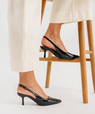 Escarpins sling-back vernis à bout pointu et talon fin femme- Follow Me vue1 - FOLLOW ME - GEMO