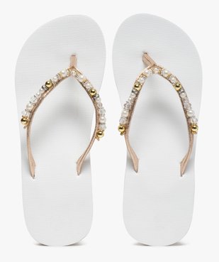 Tongs femme à talon et brides ornées de perles vue1 - GEMO (PLAGE) - GEMO