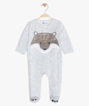 Pyjama en velours ouvert devant motif renard bébé garçon vue1 - GEMO(BEBE DEBT) - GEMO