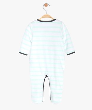 Pyjama bébé garçon en velours de coton bio rayé vue2 - GEMO C4G BEBE - GEMO