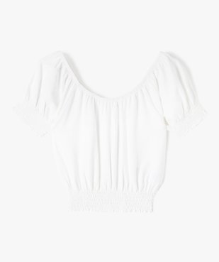 Tee-shirt fille à col Bardot et finitions stockées vue1 - GEMO (JUNIOR) - GEMO