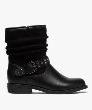 Boots femme style motardes unies à talon plat vue1 - GEMO (CASUAL) - GEMO
