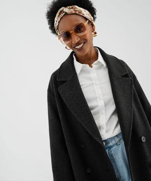Manteau long croisé à double boutonnage et col femme vue2 - GEMO(FEMME PAP) - GEMO