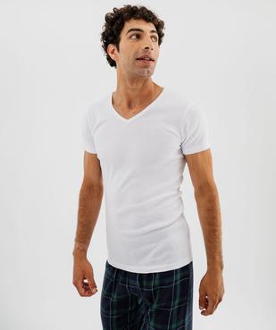 Tee-shirt manches courtes et col V en coton biologique homme (lot de 2) vue2 - GEMO 4G HOMME - GEMO