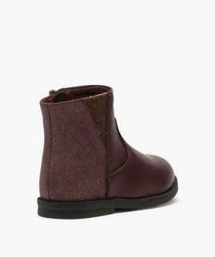 Boots bébé fille zippés unis à contrefort pailleté vue4 - GEMO(BEBE DEBT) - GEMO