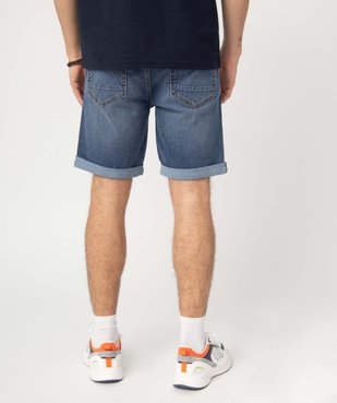 Bermuda homme en jean extensible délavé vue3 - GEMO 4G HOMME - GEMO