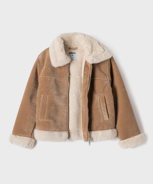 Veste aviateur en velours et fourrure imitation fille vue3 - GEMO (ENFANT) - GEMO