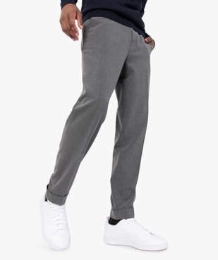 Pantalon homme en toile stretch avec taille élastiquée vue1 - GEMO (HOMME) - GEMO
