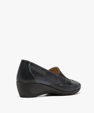 Mocassins confort femme en cuir à talon compensé vue4 - GEMO (CONFORT) - GEMO