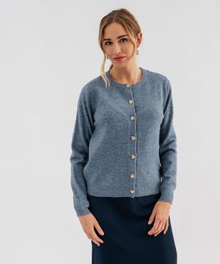 Gilet à col rond en maille fine femme vue2 - GEMO 4G FEMME - GEMO