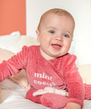Pyjama bébé fille en velours ouverture devant avec volant vue5 - GEMO(BB COUCHE) - GEMO