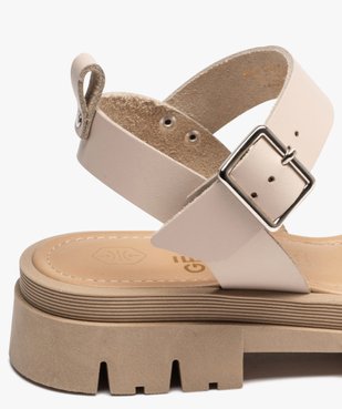 Sandales femme unies en cuir à épaisse semelle crantée  vue6 - GEMO (CASUAL) - GEMO
