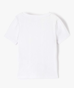 Tee-shirt fille en maille côtelée avec cordons coulissant sur l’avant vue4 - GEMO (JUNIOR) - GEMO