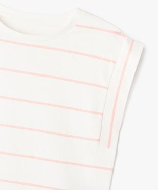 Tee-shirt manches ultra courtes à rayures coupe oversize fille vue2 - GEMO 4G FILLE - GEMO