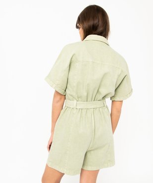 Combishort en toile denim à manches courtes femme vue4 - GEMO(FEMME PAP) - GEMO