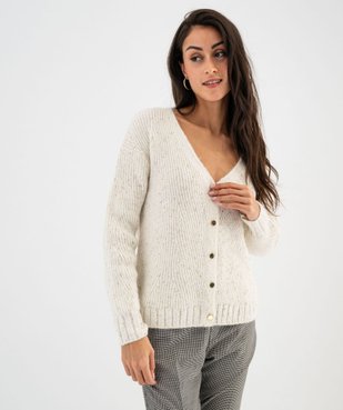 Gilet col V avec détails scintillants femme vue1 - GEMO(FEMME PAP) - GEMO