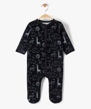 Pyjama bébé en velours ouvert devant avec motifs de la jungle vue1 - GEMO(BB COUCHE) - GEMO