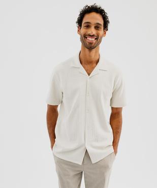 Chemise manches courtes en maille fantaisie avec col cubain homme vue2 - GEMO 4G HOMME - GEMO