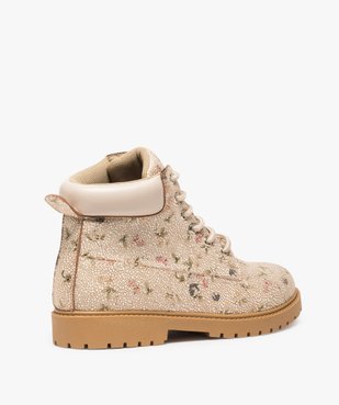 Boots femme à lacets col rembourré et semelle crantée Dessus imprimé fleuri vue4 - GEMO (CASUAL) - GEMO