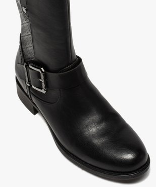 Bottes femme unies à talon plat empiècement matelassé vue5 - GEMO (CASUAL) - GEMO