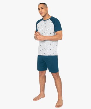 Pyjashort homme en coton stretch motif bateau vue1 - GEMO(HOMWR HOM) - GEMO