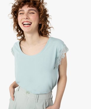 Tee-shirt femme sans manches avec emmanchures dentelle vue2 - GEMO(FEMME PAP) - GEMO